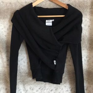 NWOT Good American Black Cross Over Sweater